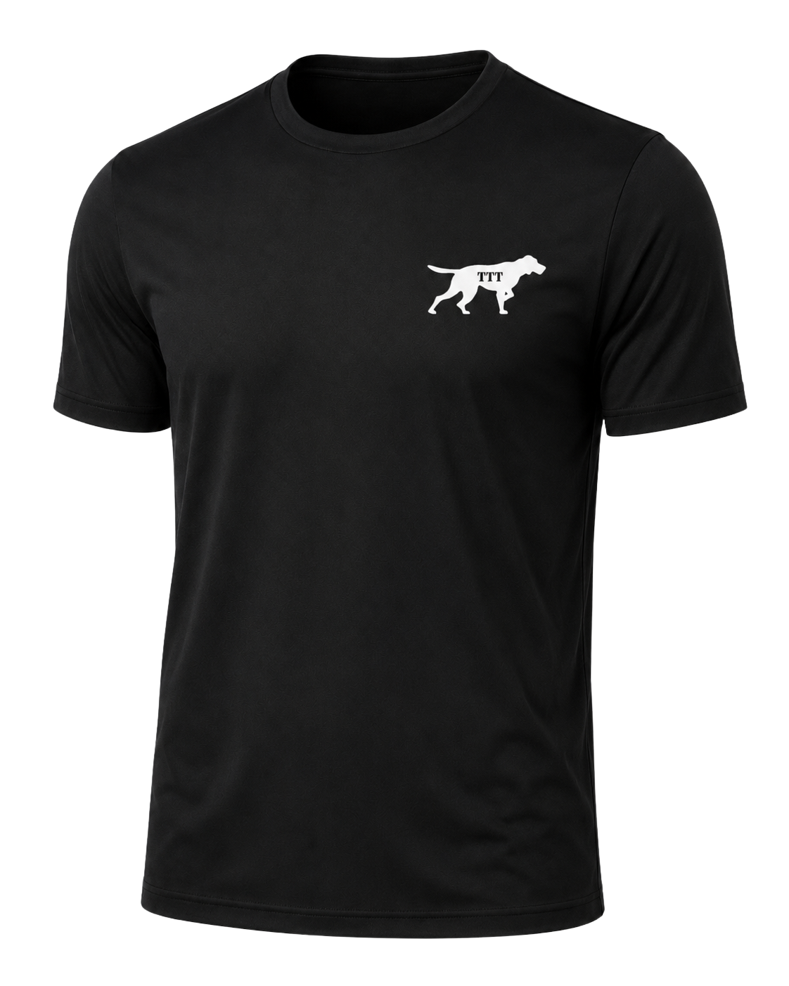 Black Performance Shirt with White Dog with TTT logo